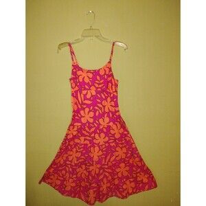 Gently Used Limited Too Pink Orange Ruffle Tiered Floral Dress Sz 16 Hibiscus